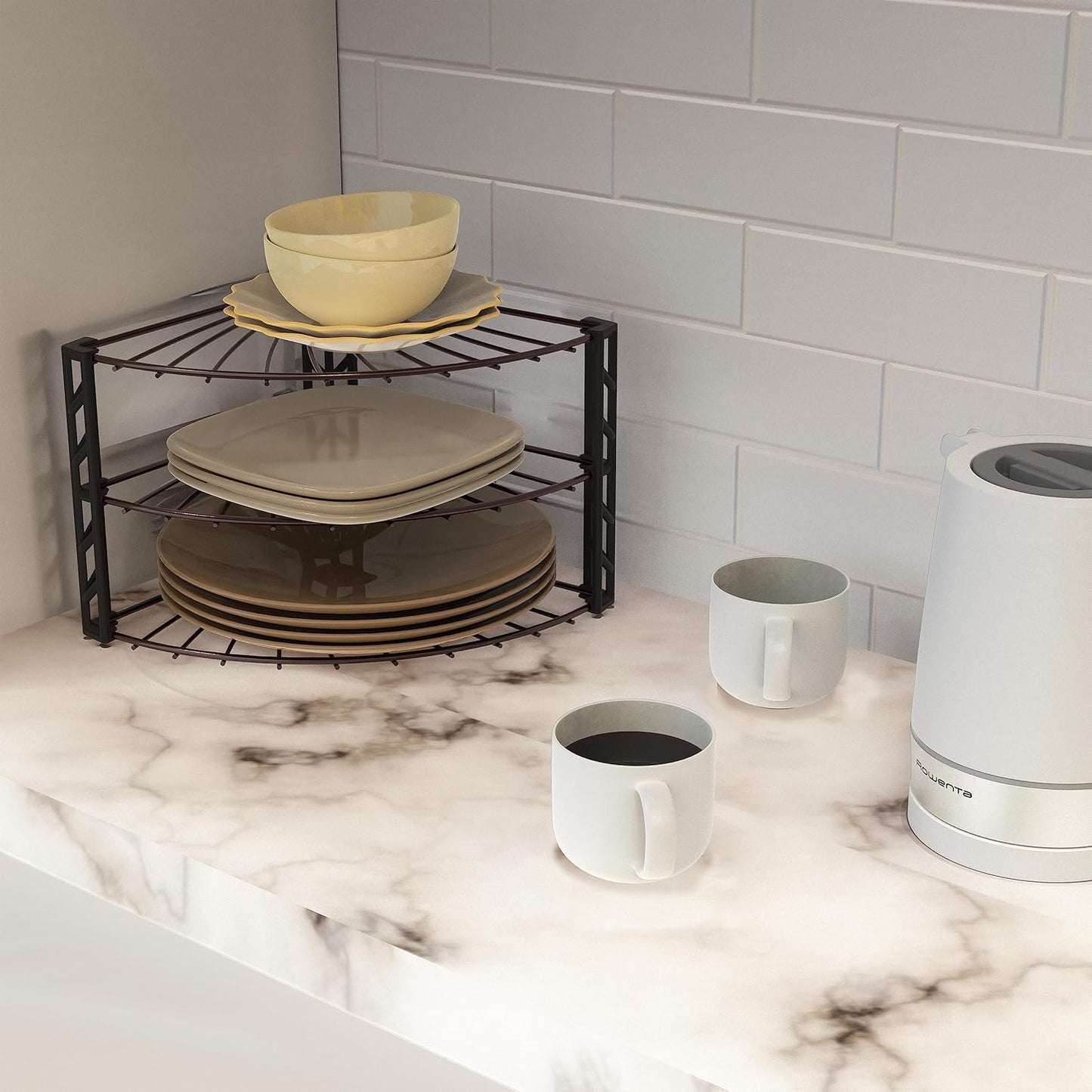 3-Tier Corner Plate Rack Counter Shelf