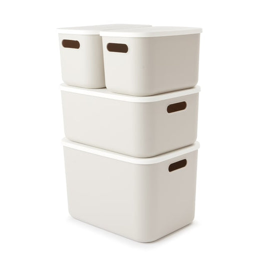 Set of 4 Tubs with Lids - Grey