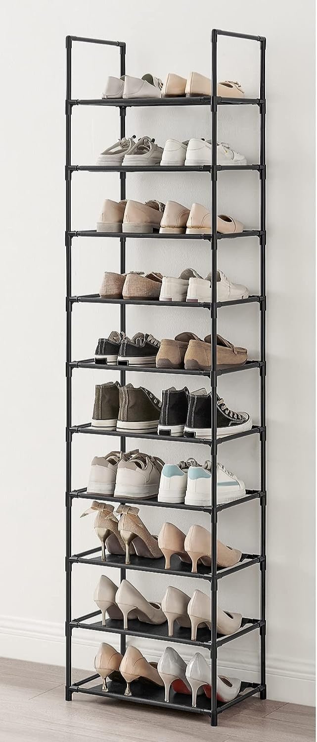 Shoe Storage Organizer 10 Tier Shoe Shelf - Black