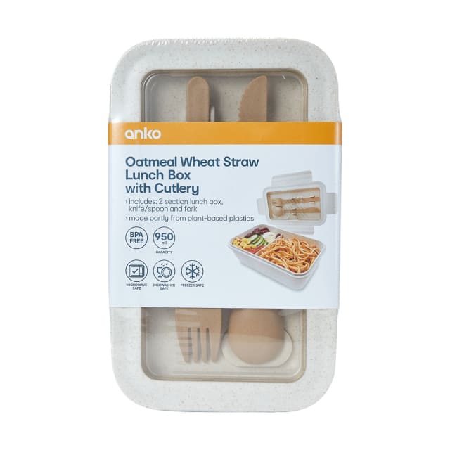 Oatmeal Wheat Straw Lunch Box with Cutlery