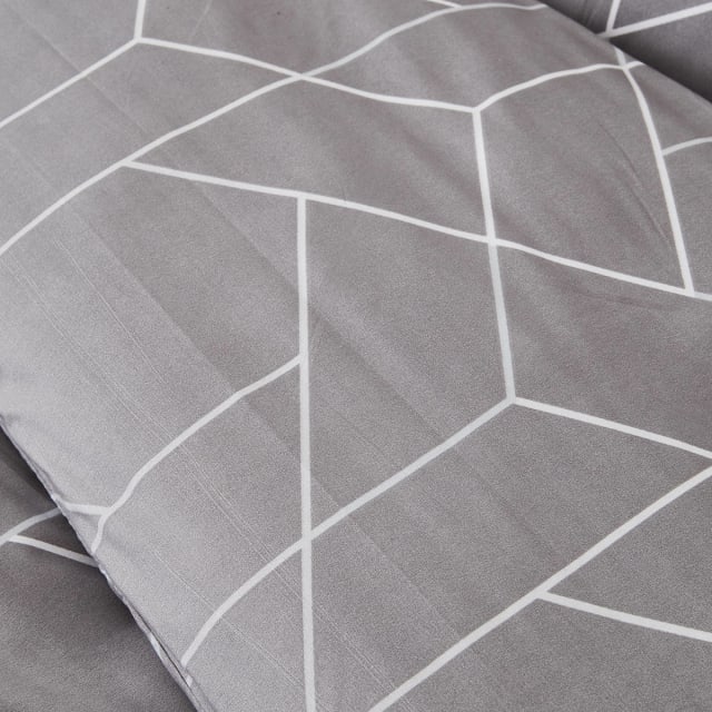 Jesse Quilt Cover Set - Queen Bed, Grey