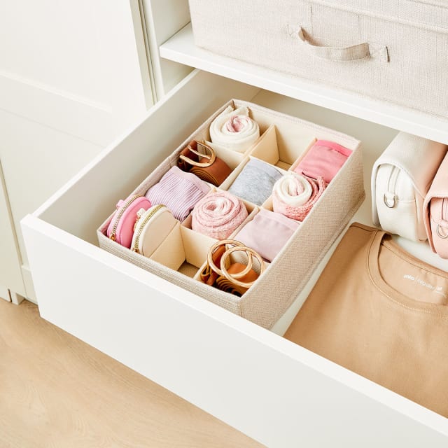 12 Grids Linen Look Adjustable Drawer Organiser