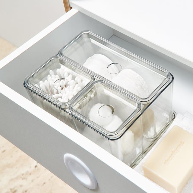 Set of 4 Clear Organisers with Lids