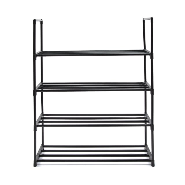 4 Tier Stackable Black Shoe Rack