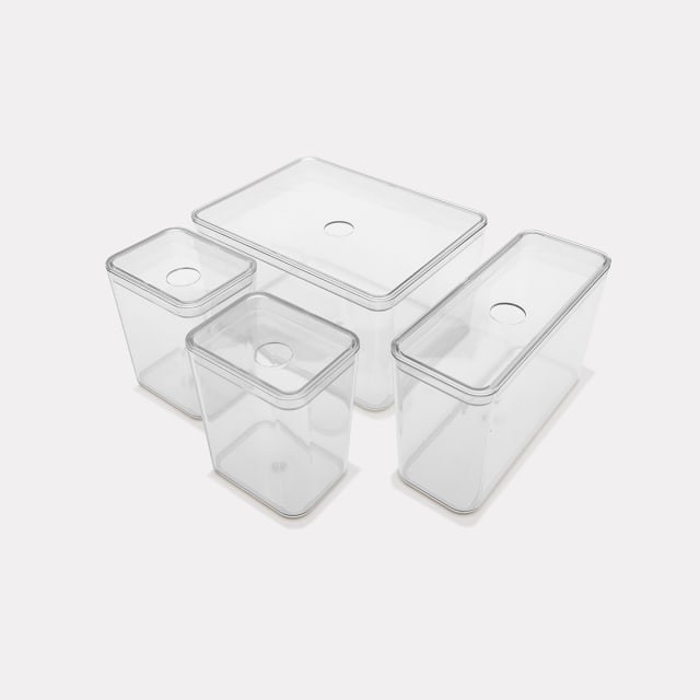 Set of 4 Clear Organisers with Lids