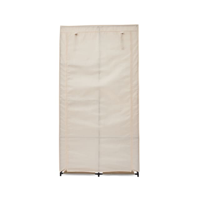 Linen Look Covered Wardrobe - Beige