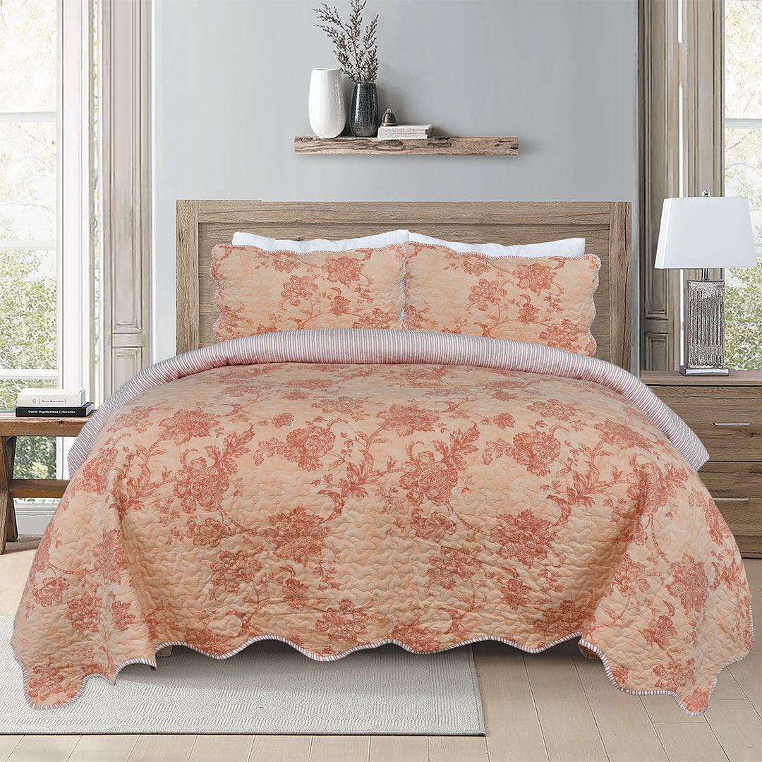 Queen size 3 Piece Washed 100% Cotton Quilt Set - Vintrus