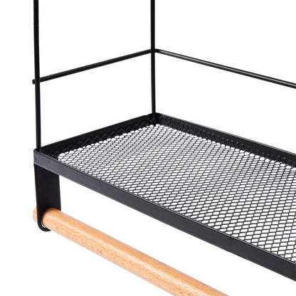 Wire and Wood Undershelf Basket With Rail