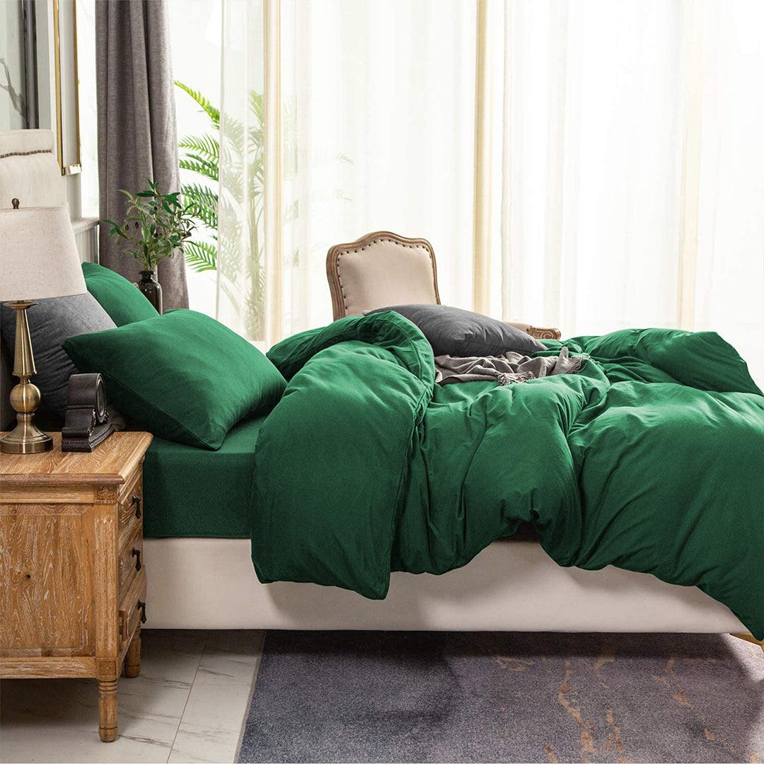 Single size Jersey Quilt Cover - Dark Green