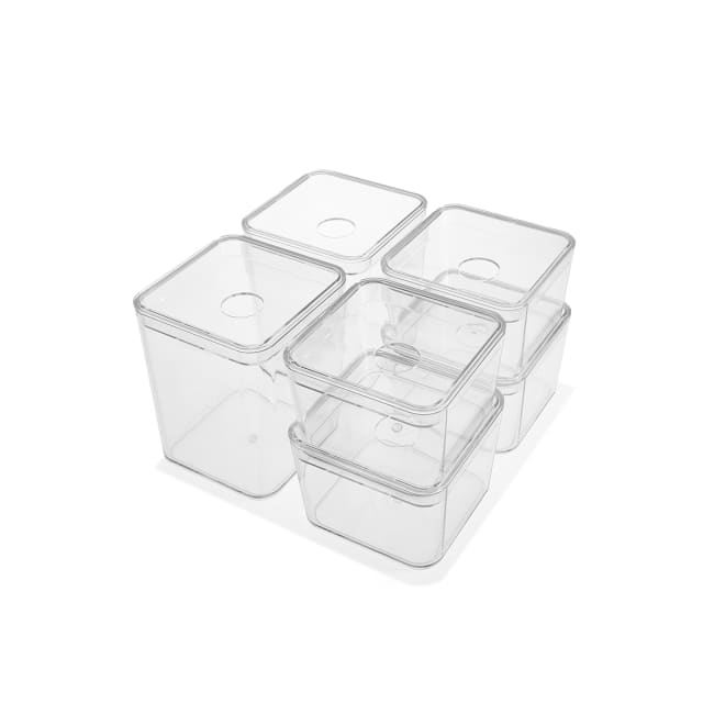 Set of 6 Clear Organisers with Lids