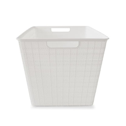 26L Linen Weave Rectangle Basket - White