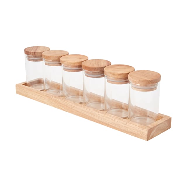 Set of 6 Glass Jars with Tray