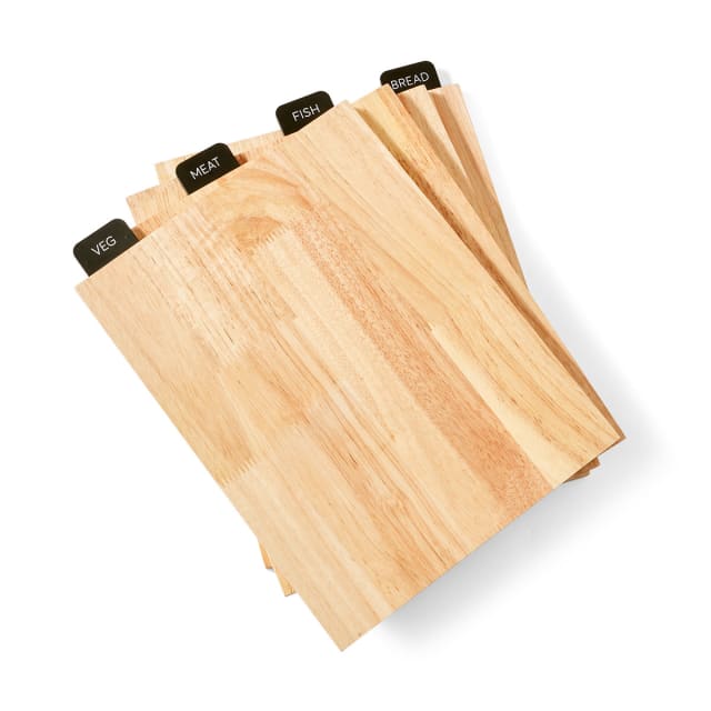 Set of 4 Wood Cutting Boards with Stand