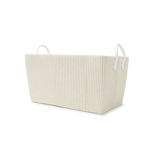 Rectangle Tapered Knitted Basket - Cream