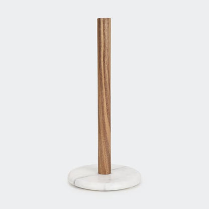 Marble and Acacia Paper Towel Stand