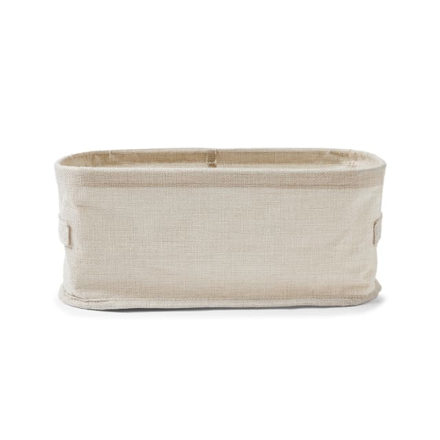 Linen Look Open Storage Box - Narrow, Beige