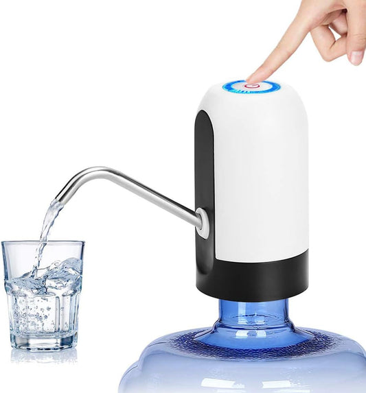 Water Dispensers Electric Portable USB Charging 5 Gallon Water Bottle Pump for Kitchen Home Office Camping (White, Unfoldable)