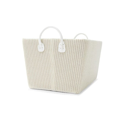 Rectangle Tapered Knitted Basket - Cream