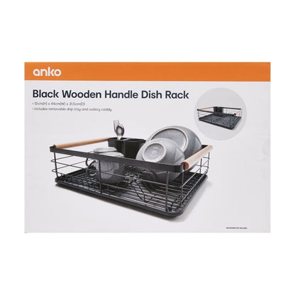 Black Wooden Handle Dish Rack