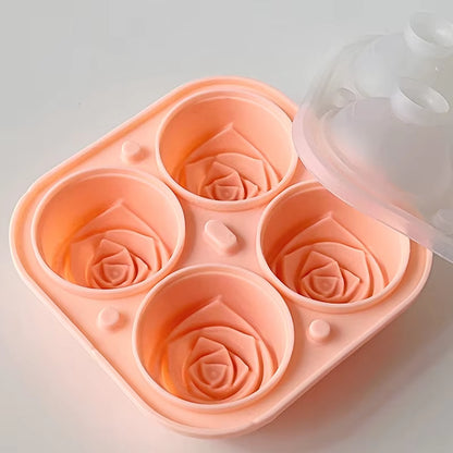 Elegant Rose Shaped Ice Cube Mold Reusable Silicone Ice Tray 