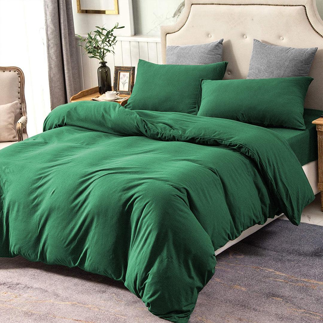 Single size Jersey Quilt Cover - Dark Green