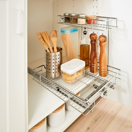 2 Tier Pull Out Chrome Organiser