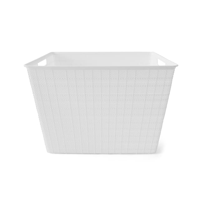 26L Linen Weave Rectangle Basket - White