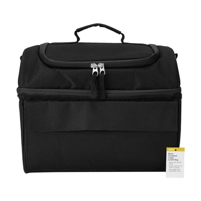 Black Insulated Large Lunch Bag