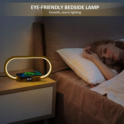 Bedside Table Lamp with Wireless Charger