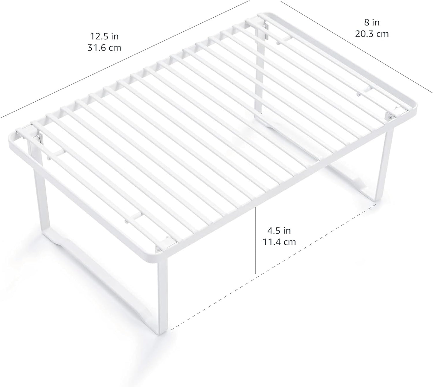 Stackable Metal Kitchen Storage Shelves, Set of 2 - White