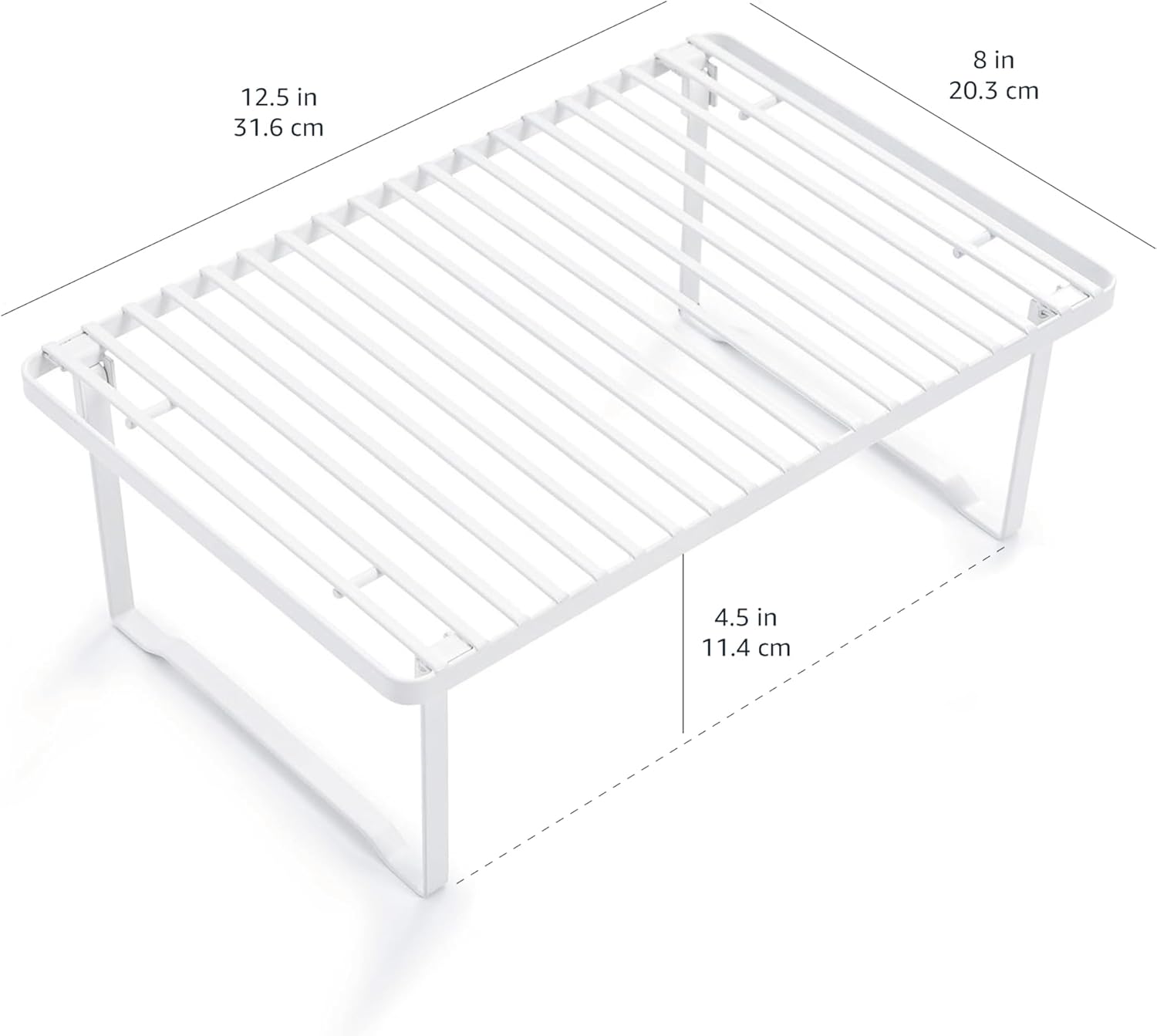Stackable Metal Kitchen Storage Shelves, Set of 2 - White