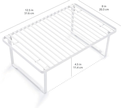 Stackable Metal Kitchen Storage Shelves, Set of 2 - White