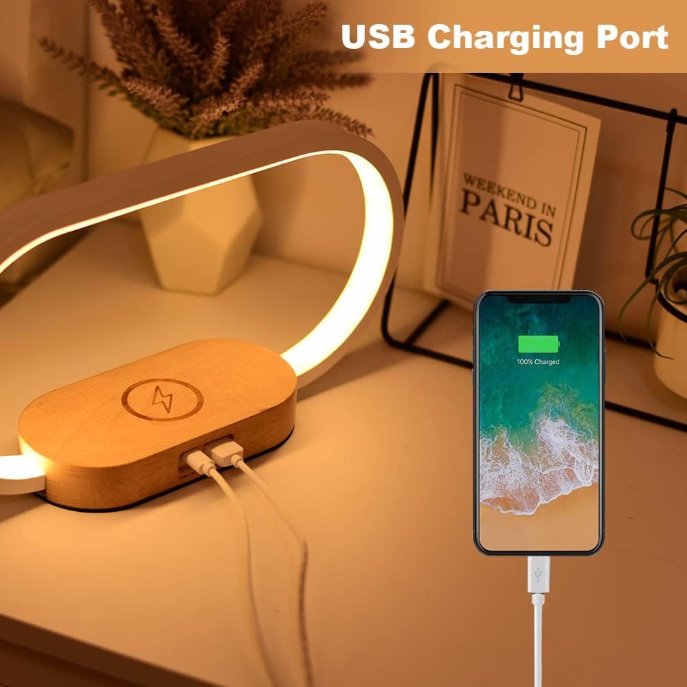 Bedside Table Lamp with Wireless Charger