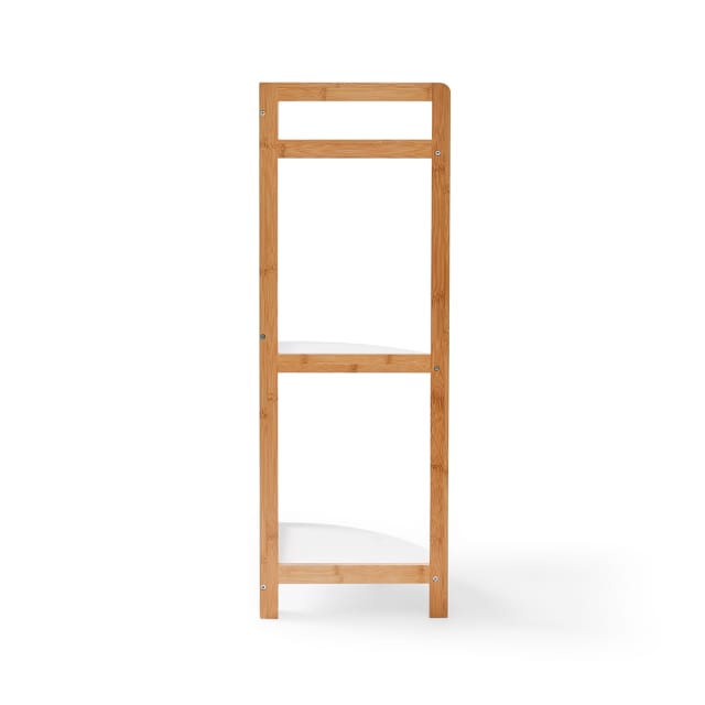 Bamboo and White 3 Tier Corner Shelf