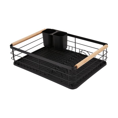 Black Wooden Handle Dish Rack