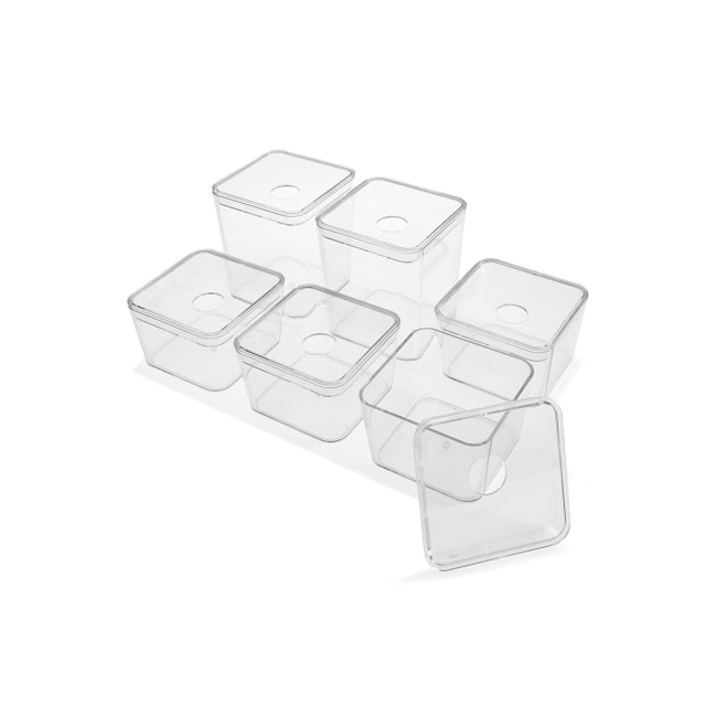 Set of 6 Clear Organisers with Lids