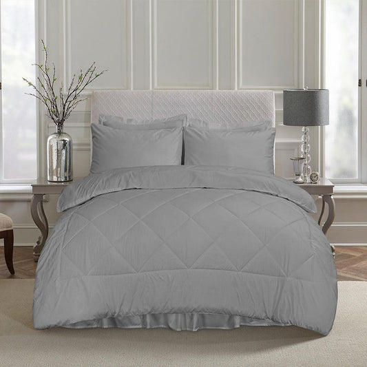 Single Size 5 Piece Comforter Set - Charcoal