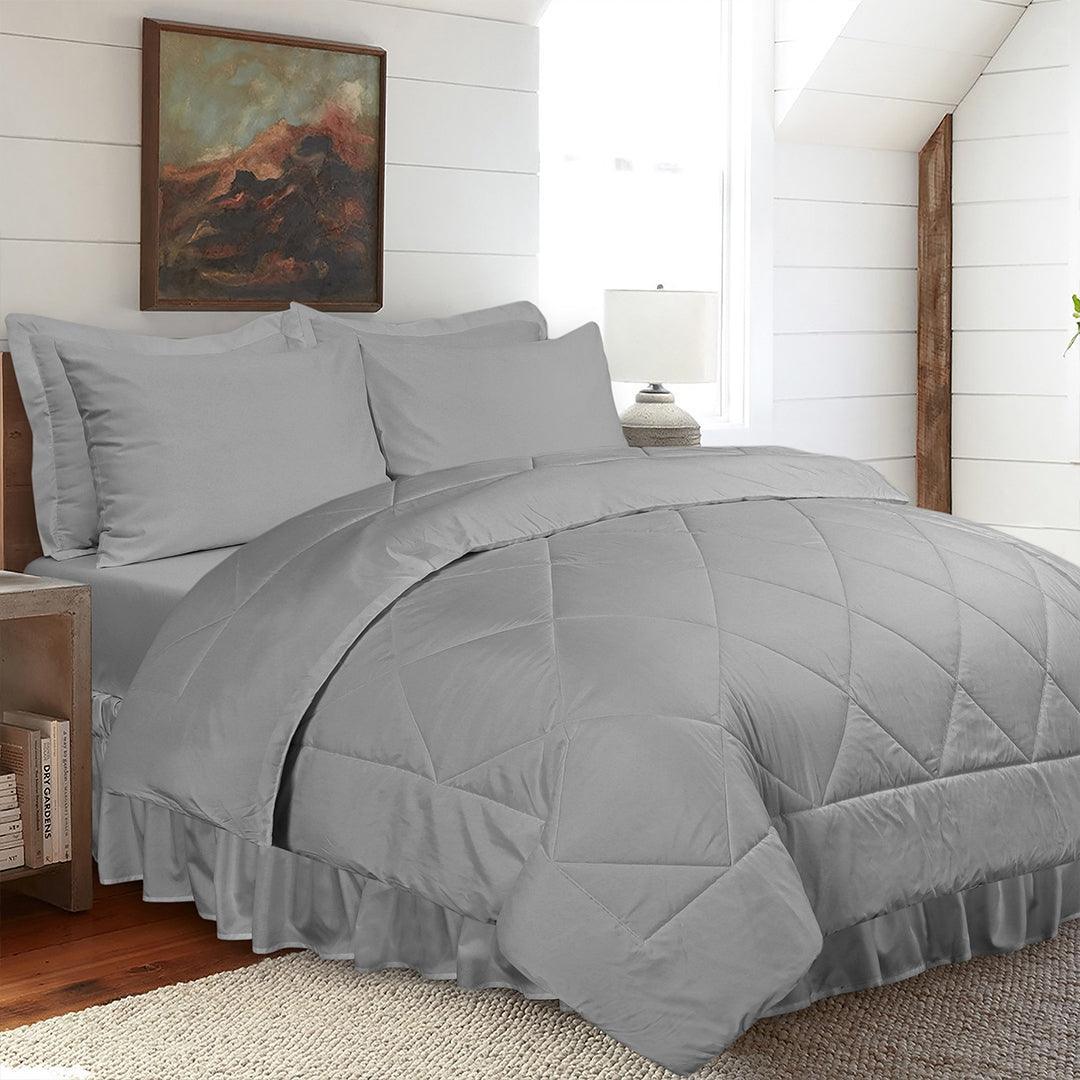 Single Size 5 Piece Comforter Set - Charcoal