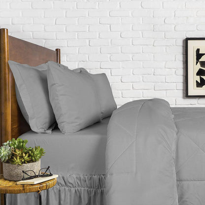 Single Size 5 Piece Comforter Set - Charcoal