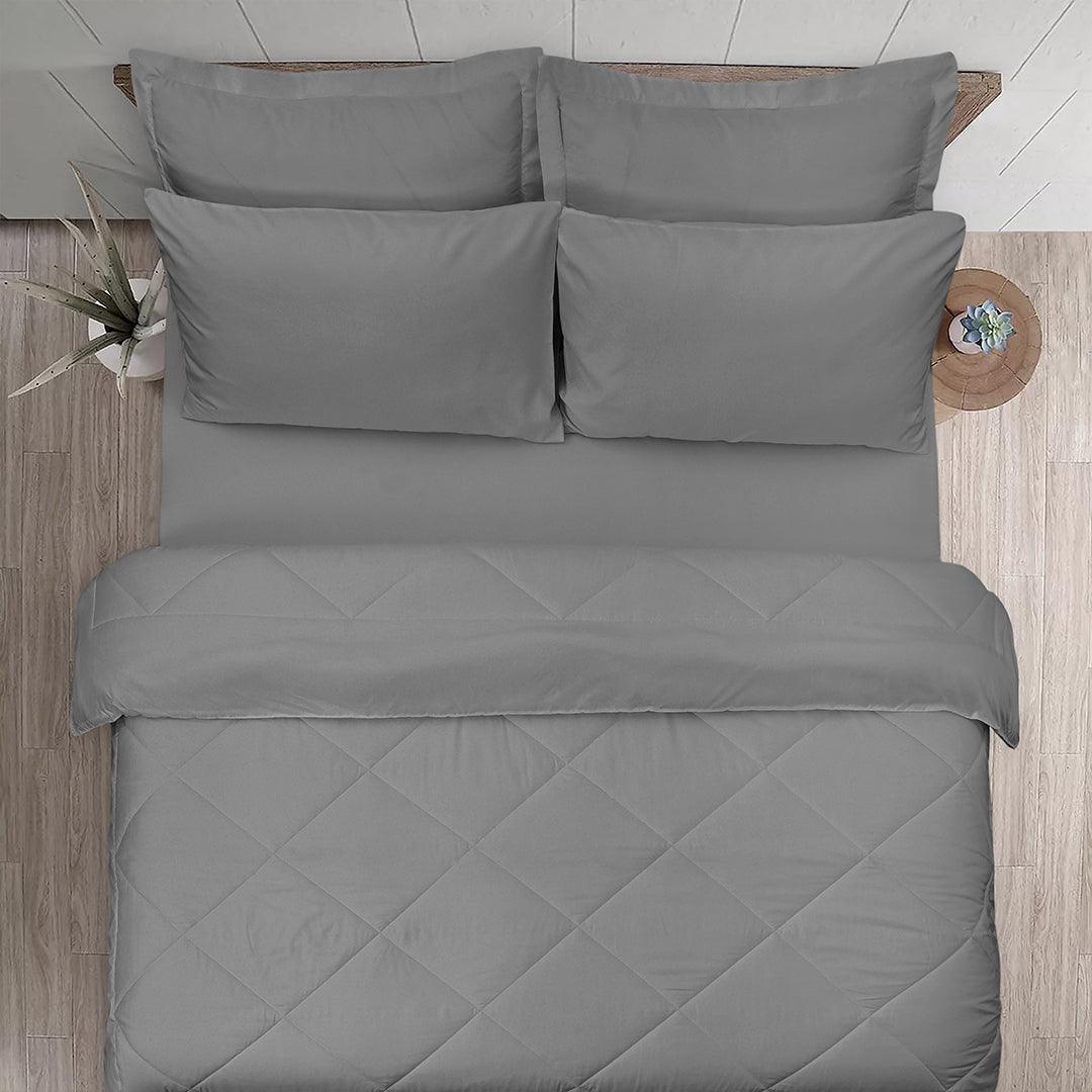 Single Size 5 Piece Comforter Set - Charcoal