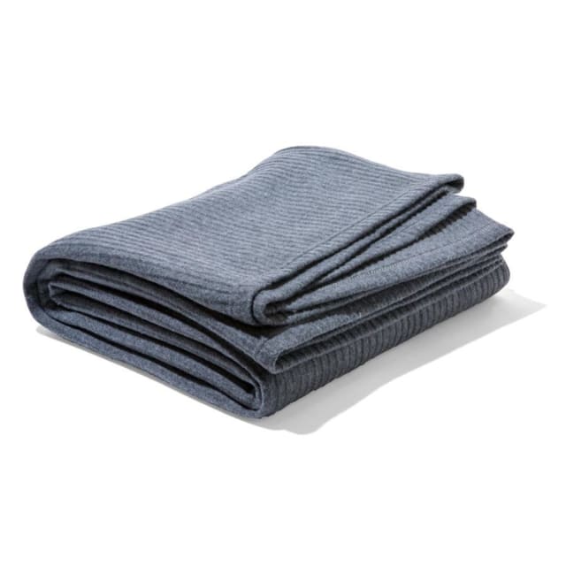 Ribbed Polar Fleece Blanket - Double/Queen Bed, Grey