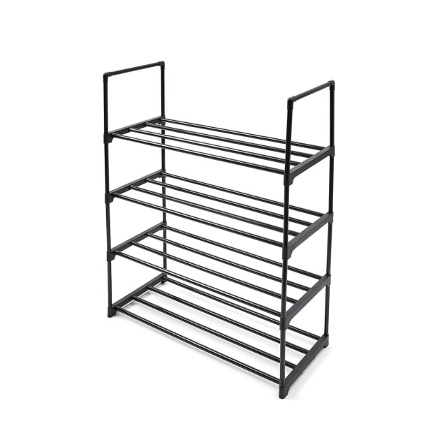 4 Tier Stackable Black Shoe Rack