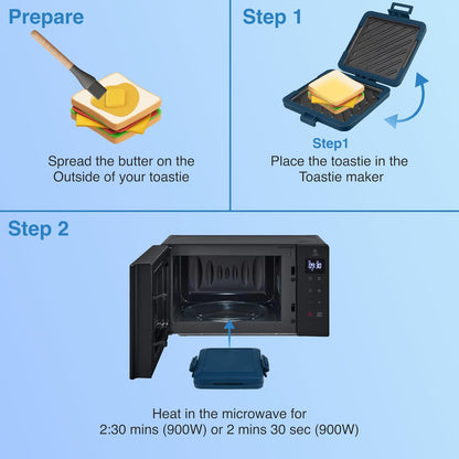 Microwave Toastie Maker for Sandwich Press, Toaster, Waffle Maker - Blue