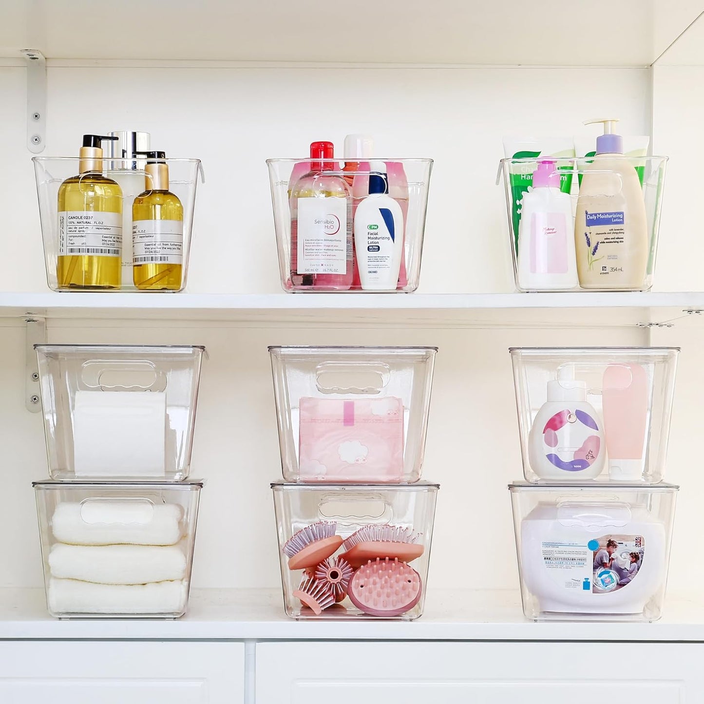 6 Pack Clear Stackable Organizers with Lids