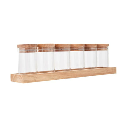 Set of 6 Glass Jars with Tray