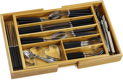 Expandable Bamboo Cutlery Tray