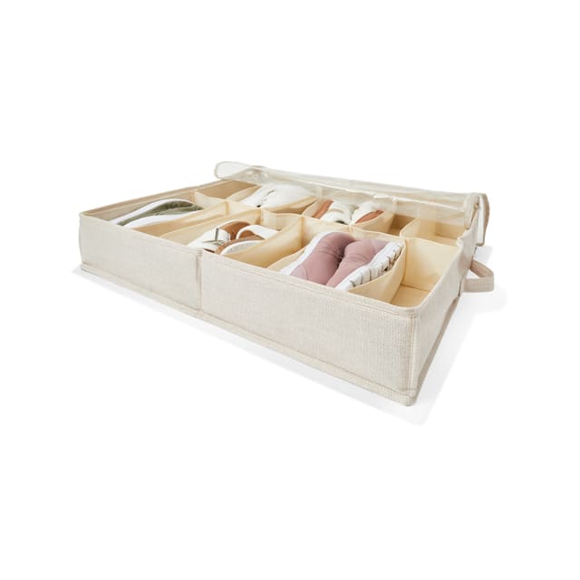 Linen Look Underbed Shoe Organiser