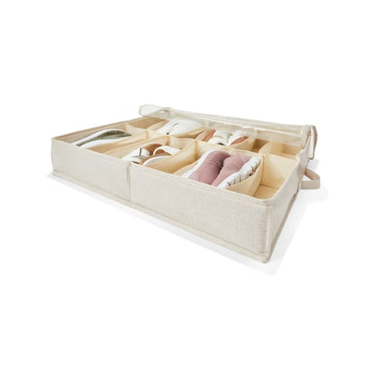 Linen Look Underbed Shoe Organiser