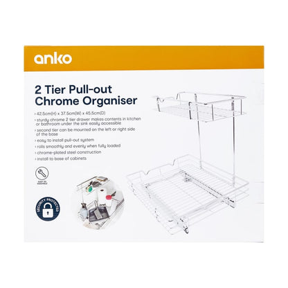 2 Tier Pull Out Chrome Organiser