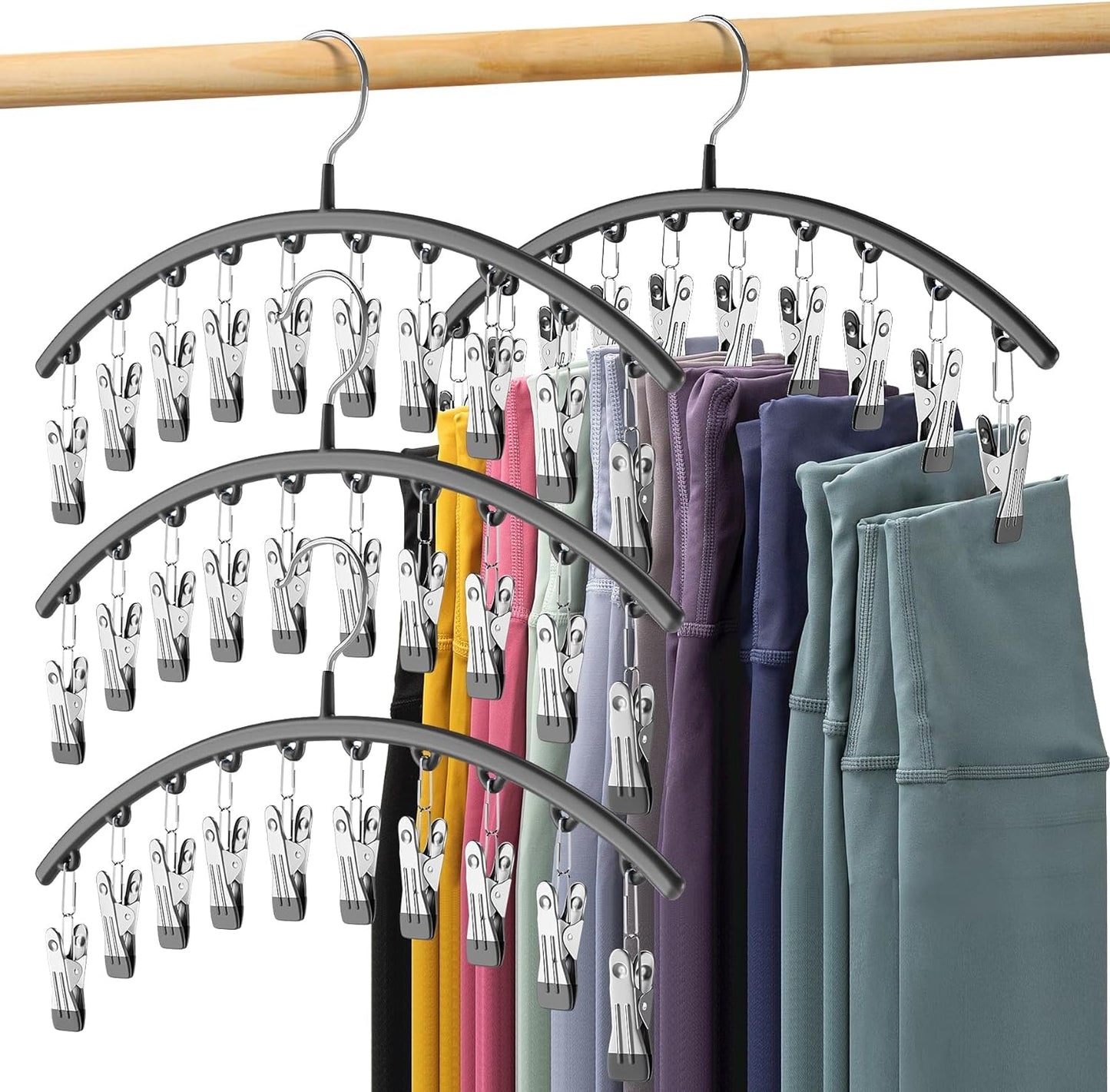 Metal Pants Hangers 2 Pack with 10 Clips Holds 20 Leggings